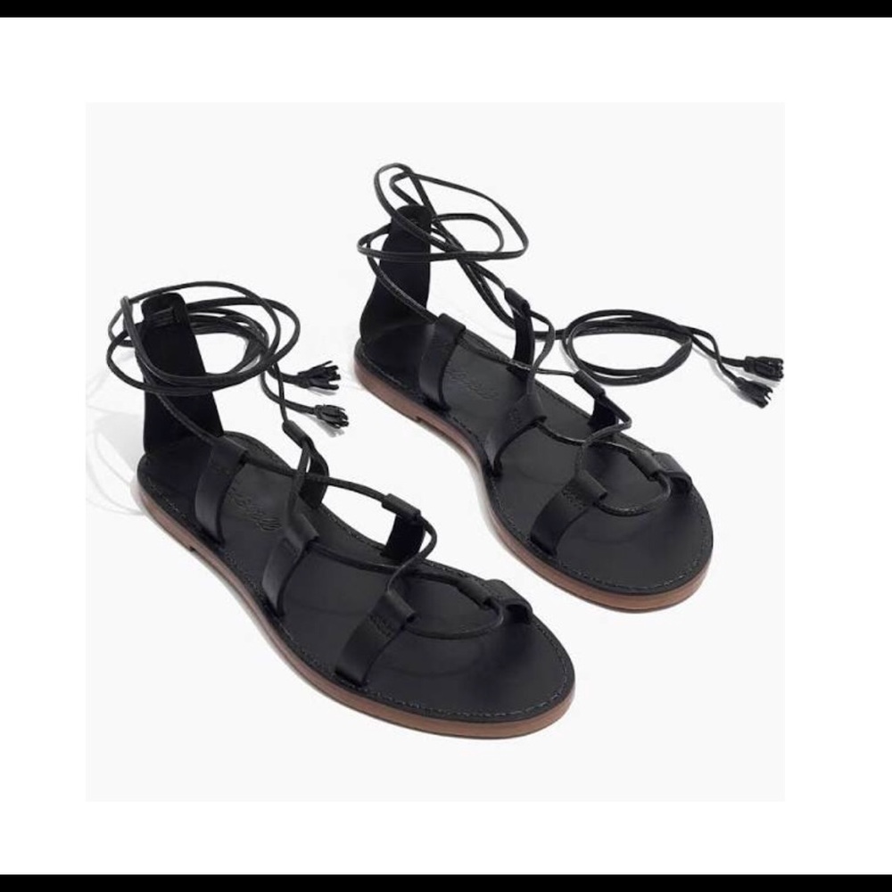 Madewell Leather wrap sandals Black Size 9